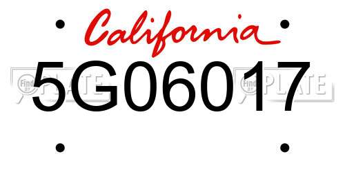 5G06017 California License Plate