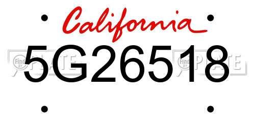 5G26518 California License Plate