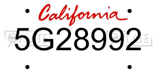 5G28992 California License Plate