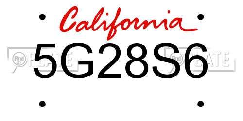 5G28S6 California License Plate