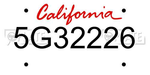 5G32226 California License Plate