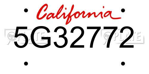 5G32772 California License Plate