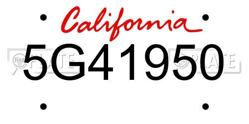5G41950 California License Plate