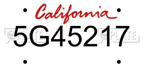 5G45217 California License Plate