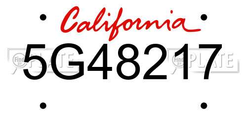 5G48217 California License Plate