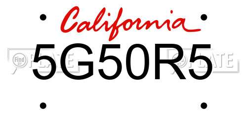 5G50R5 California License Plate