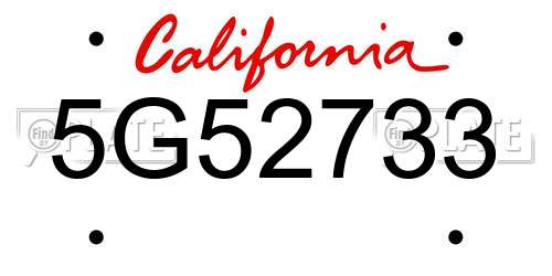 5G52733 California License Plate