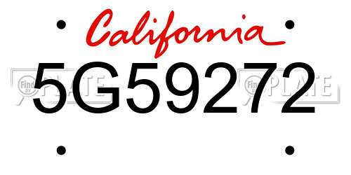 5G59272 California License Plate