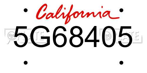 5G68405 California License Plate