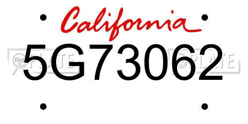 5G73062 California License Plate