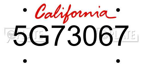 5G73067 California License Plate