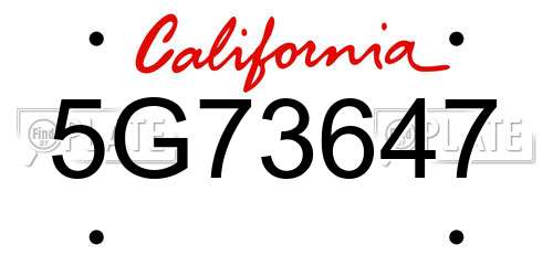 5G73647 California License Plate