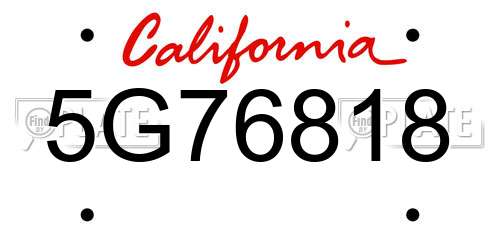 5G76818 California License Plate