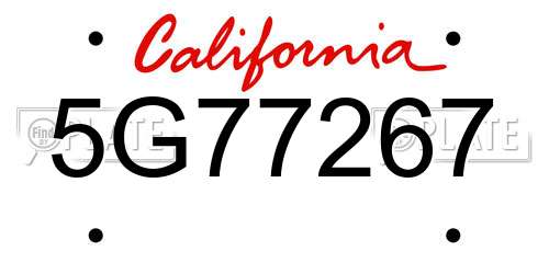 5G77267 California License Plate