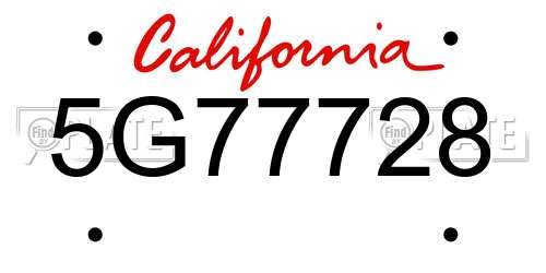 5G77728 California License Plate