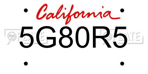 5G80R5 California License Plate