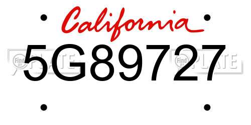 5G89727 California License Plate
