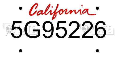 5G95226 California License Plate