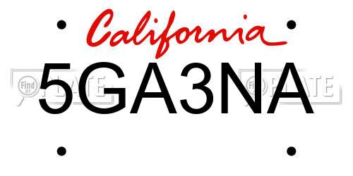 5GA3NA California License Plate