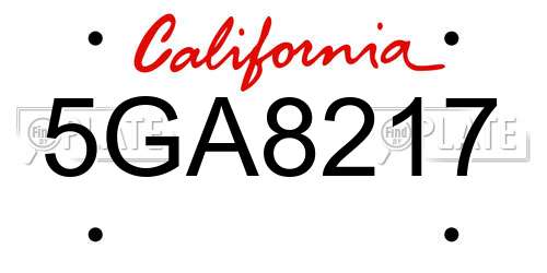 5GA8217 California License Plate