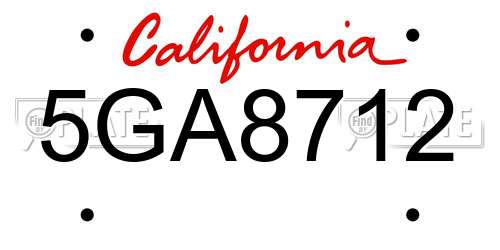5GA8712 California License Plate