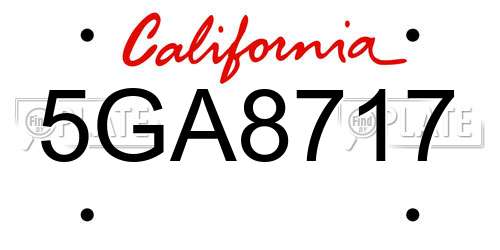 5GA8717 California License Plate