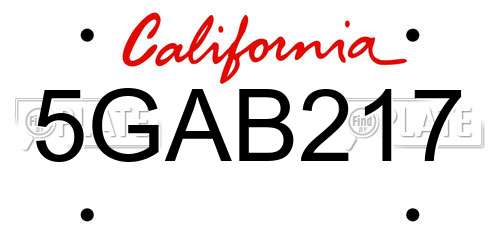5GAB217 California License Plate
