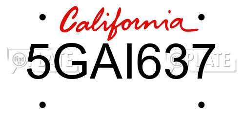 5GAI637 California License Plate