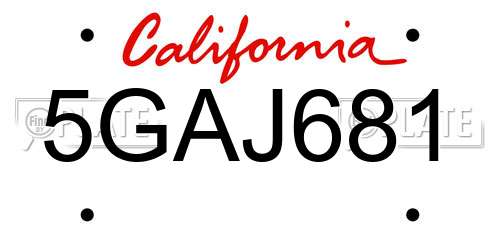 5GAJ681 California License Plate