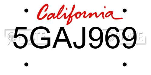 5GAJ969 California License Plate