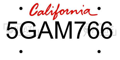 5GAM766 California License Plate