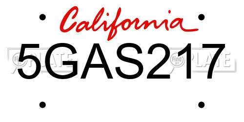 5GAS217 California License Plate