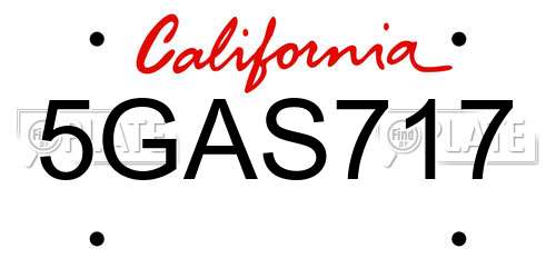 5GAS717 California License Plate