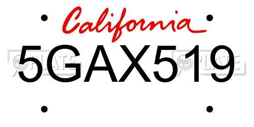 5GAX519 California License Plate