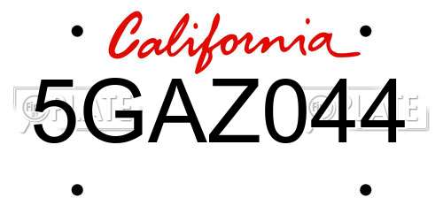 5GAZ044 California License Plate