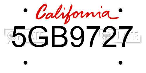 5GB9727 California License Plate