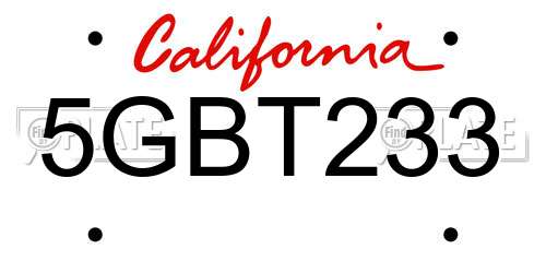 5GBT233 California License Plate