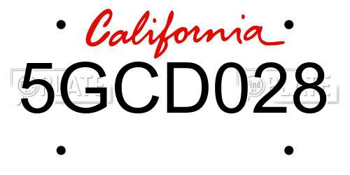 5GCD028 California License Plate