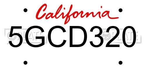 5GCD320 California License Plate