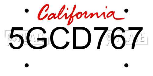 5GCD767 California License Plate