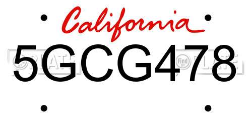 5GCG478 California License Plate