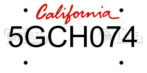 5GCH074 California License Plate