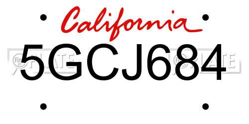 5GCJ684 California License Plate