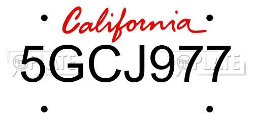 5GCJ977 California License Plate