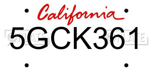 5GCK361 California License Plate
