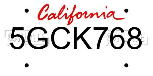 5GCK768 California License Plate