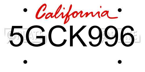 5GCK996 California License Plate