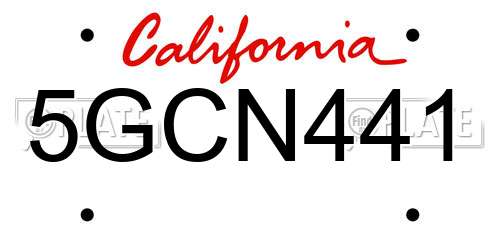 5GCN441 California License Plate