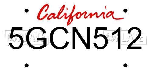5GCN512 California License Plate