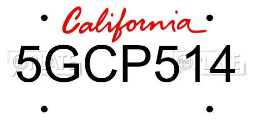 5GCP514 California License Plate